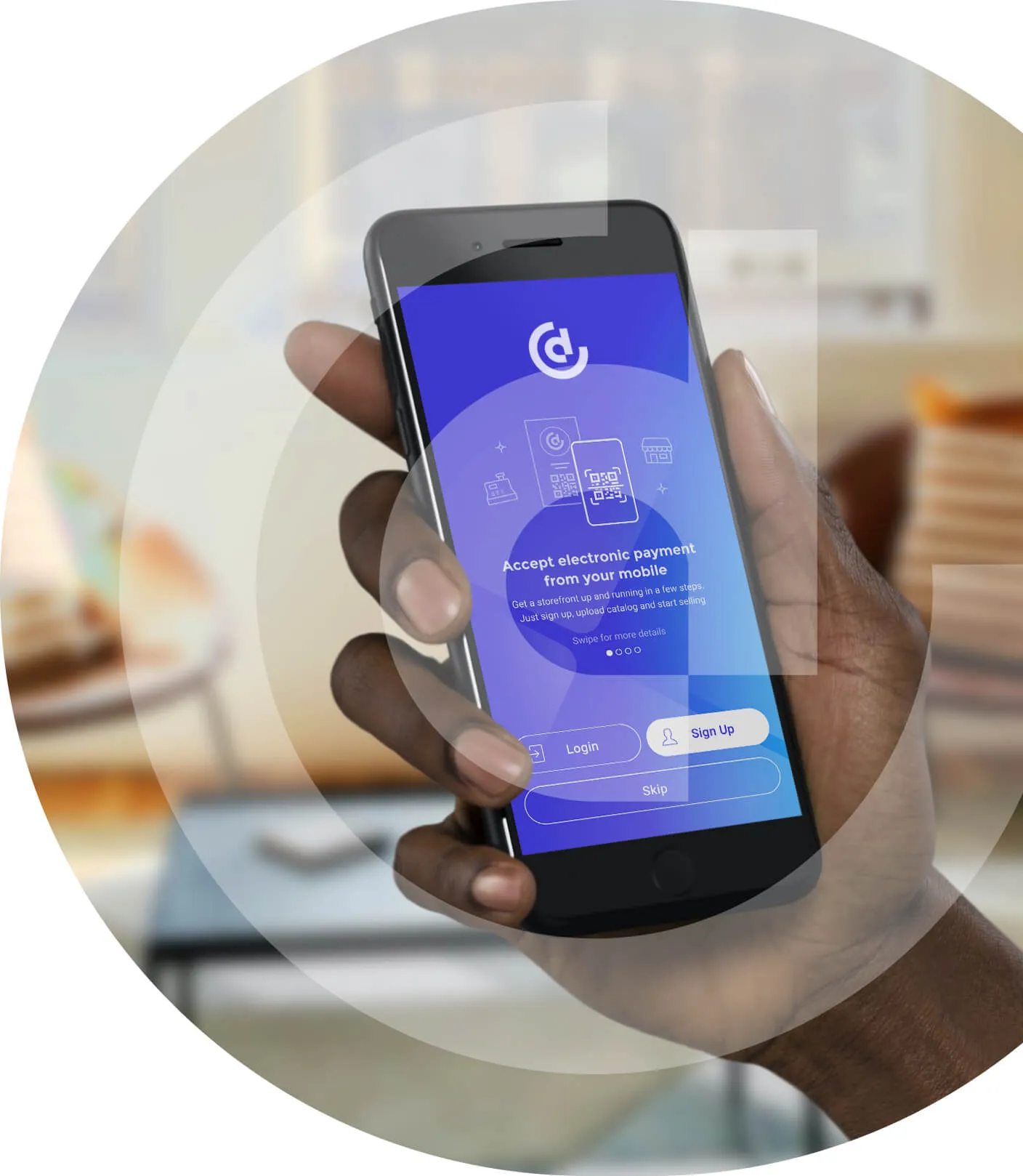Agent using the Dinero Cash mobile app for agency banking services